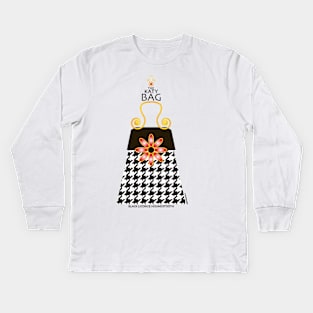 The Katy Bag / Black Licorice Houndstooth Kids Long Sleeve T-Shirt